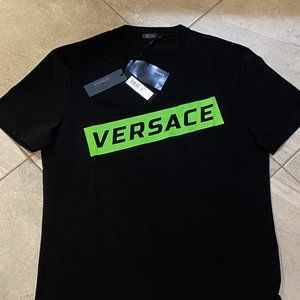 New Versace T-Shirt Black Green Box Logo SS 2019 L
